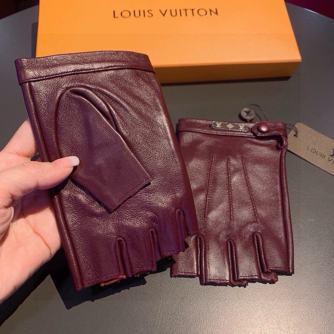 FINGERLESS GLOVES IN GARNET RED LAMBSKIN 453645