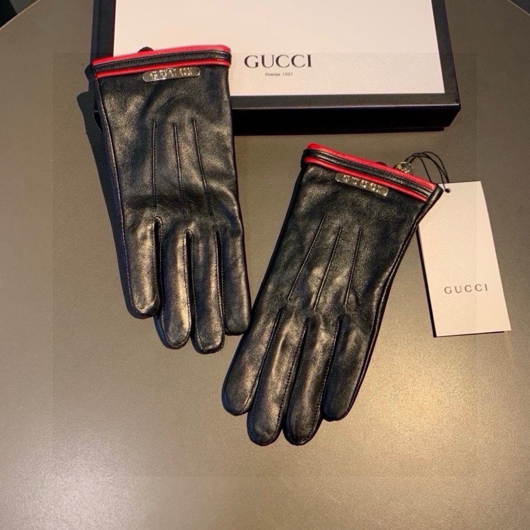 GLOVES IN BLACK MIX RED LAMBSKIN AND LAMB FUR LINING 467970