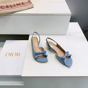 DIOR 26S BOW SLINGBACK SANDALS 45MM IN LIGHT BLUE CALFSKIN