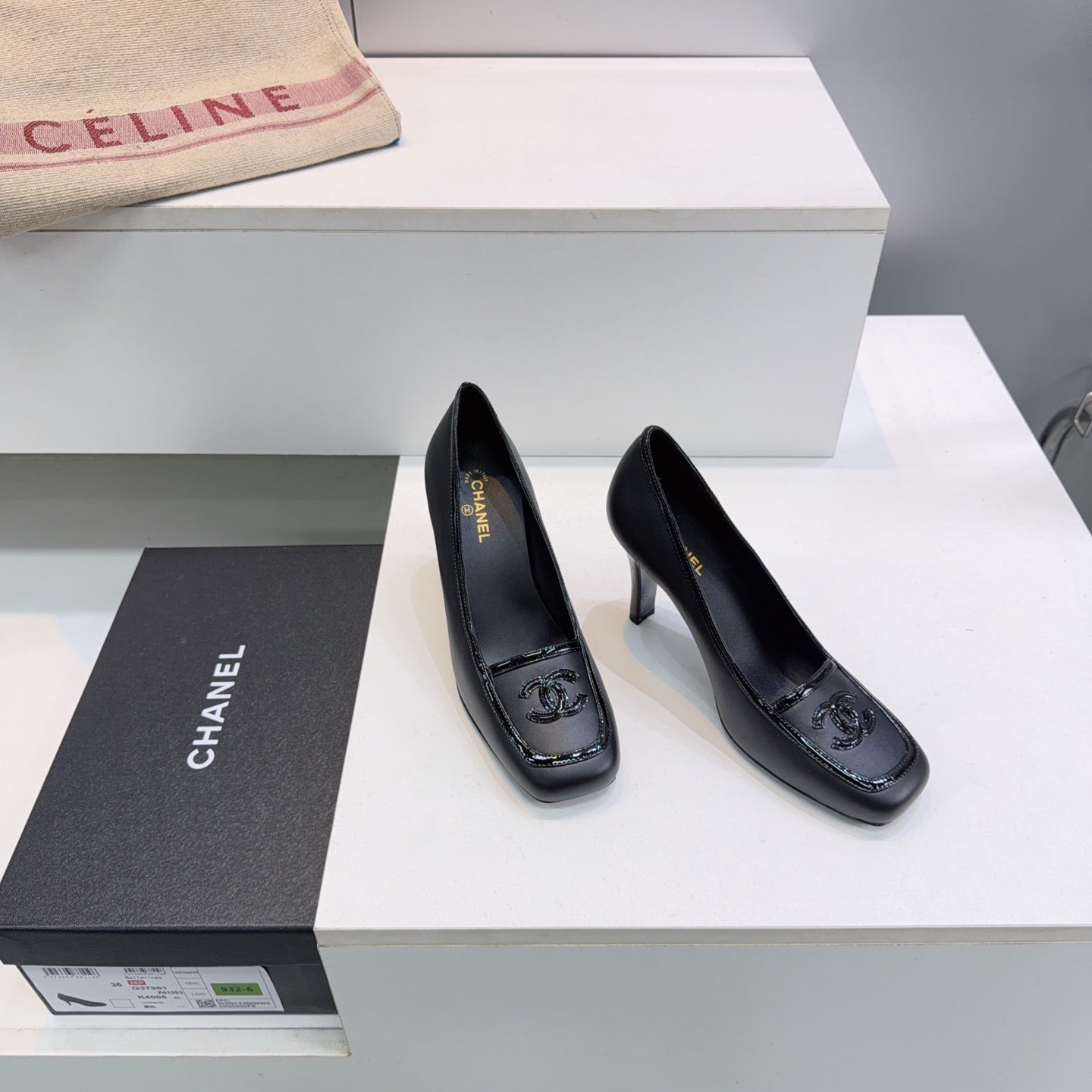 CHANEL 26S HIGH HEEL PUMPS 85 MM IN BLACK CALFSKIN