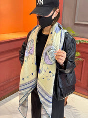 LV SCARF 140 CM IN SILK-CASHMERE BLEND 737274