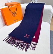 HERMES 26S SCARF 190 IN CASHMERE WOOL BLEND 492373