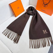 HERMES 26S SCARF 190 IN CASHMERE WOOL BLEND 492375