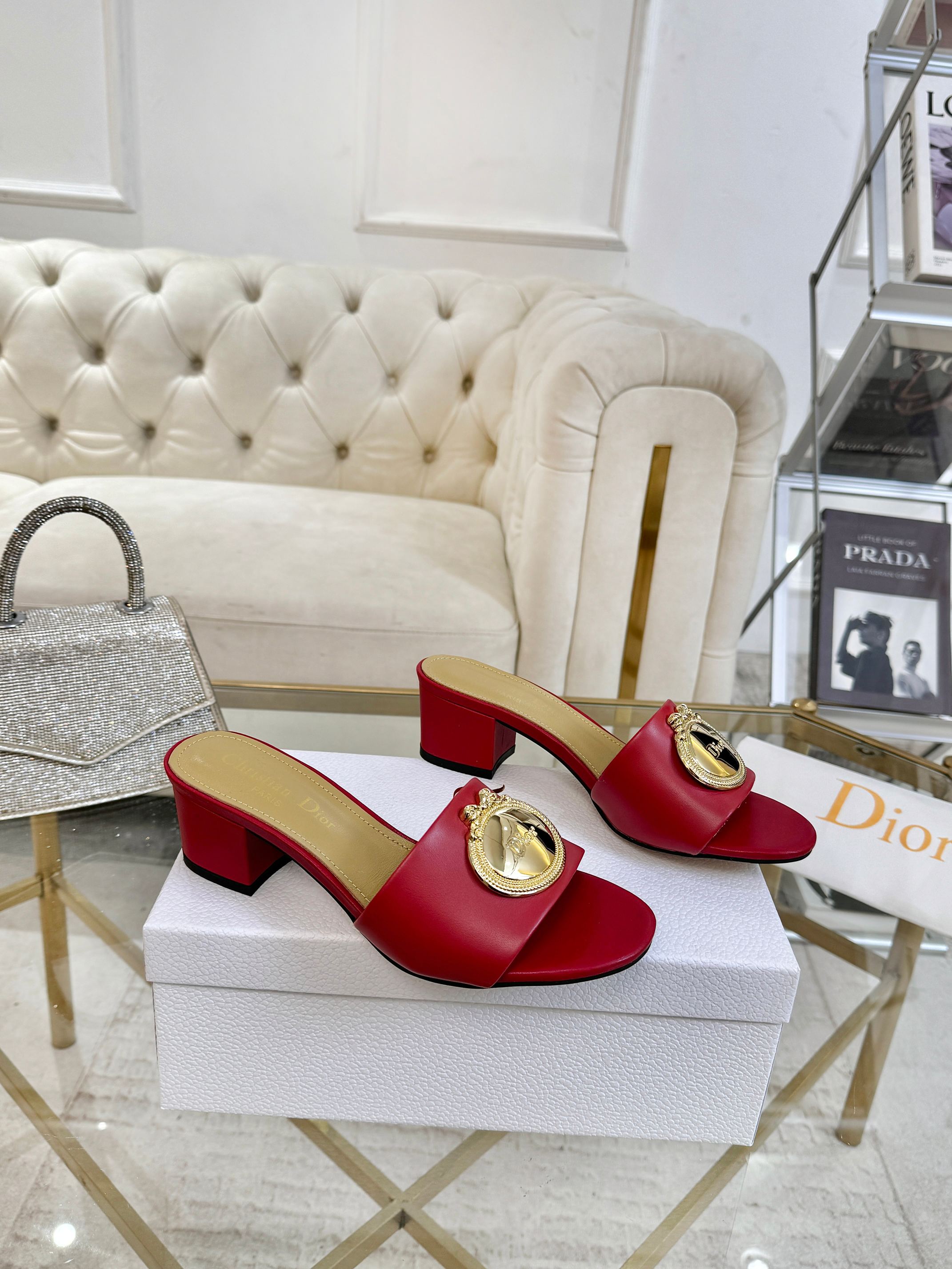 DIOR 26S HIGH-HEEL SANDALS 55MM IN DARK RED CALFSKIN WITH GOLD HARDWARE