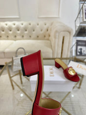 DIOR 26S HIGH-HEEL SANDALS 55MM IN DARK RED CALFSKIN WITH GOLD HARDWARE