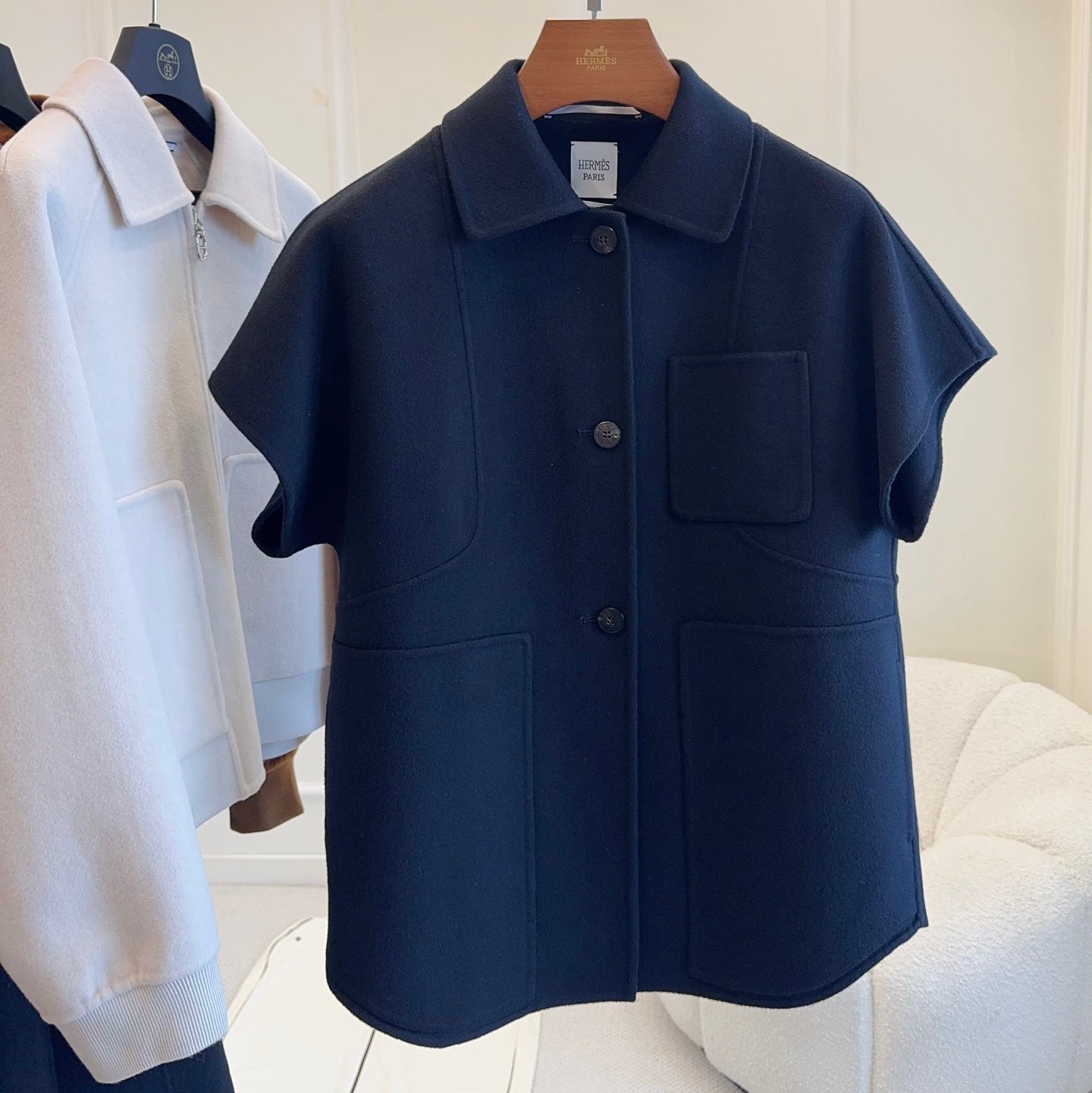 HERMES 25S REVERSIBLE SHORT-SLEEVE KNIT JACKET 108