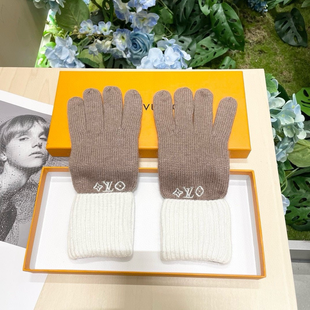 GLOVES IN LIGHT BROWN MIX WHITE WOOL 458549