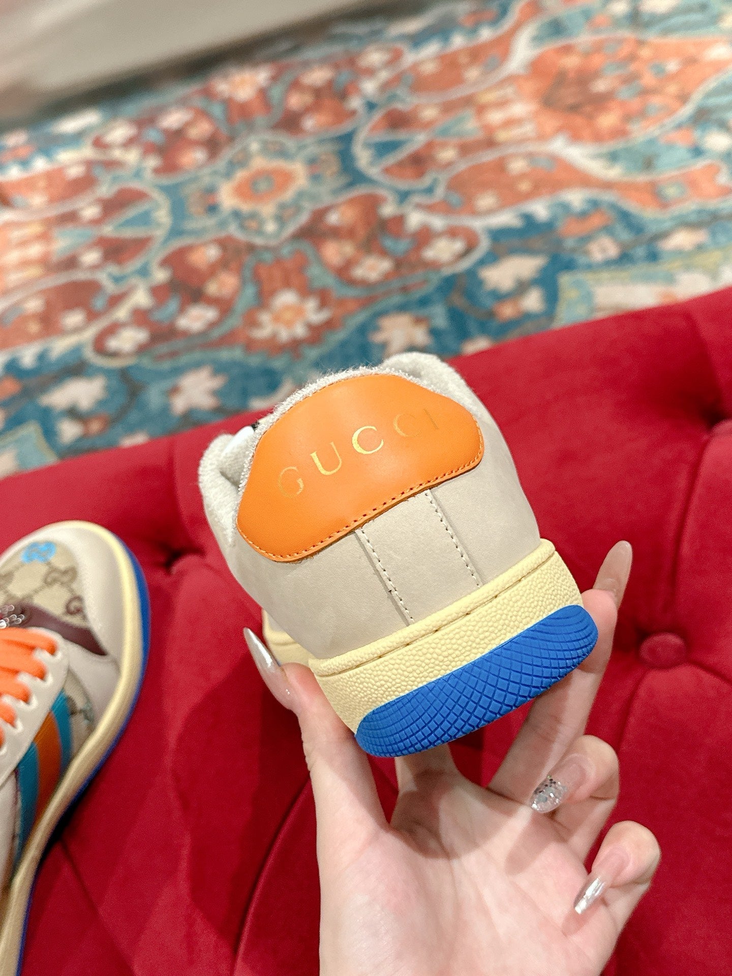 GUCCI 26S SCREENER SNEAKER IN MULTICOLOR SUEDE AND CANVAS STYLE 2