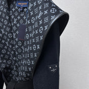 LV MONOGRAM MAXI COLLAR COAT IN BLACK WOOL 288066