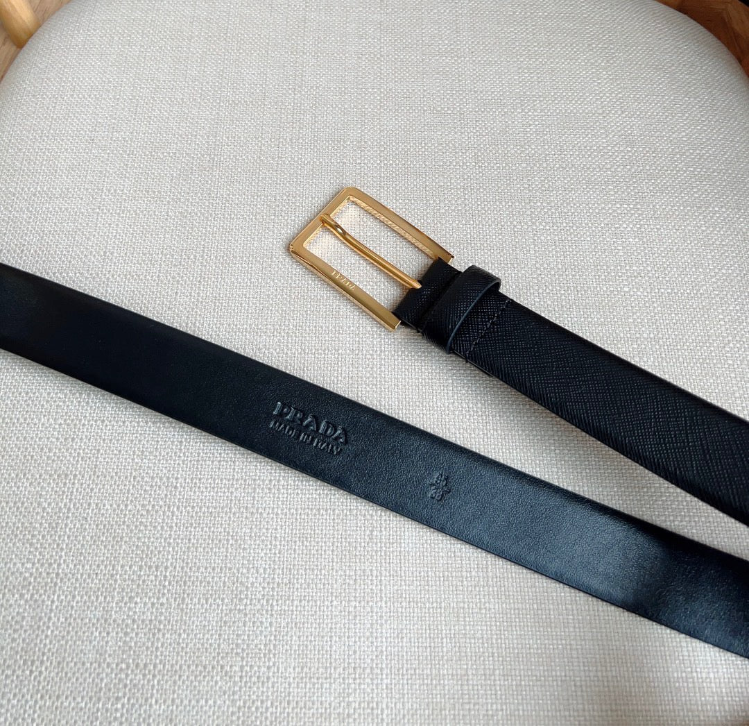 PRADA 25S BELT 30 MM IN BLACK CALFSKIN 580045