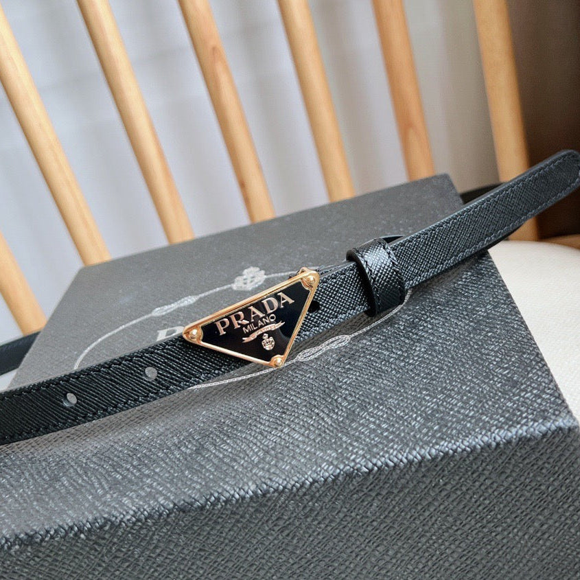 PRADA 25S BELT 15 MM IN BLACK CALFSKIN 598410