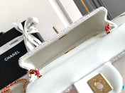 MINI 20 CLASSIC HANDBAG IN WHITE EMBROIDERED TWEED SEQUINS