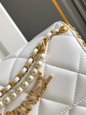 CC MINI 20 FLAP BAG IN WHITE LAMBSKIN GOLD HARDWARE