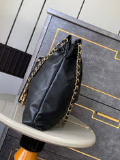 CHANEL BAG 25S 42 CM IN BLACK LAMBSKIN WITH GOLD HARDWARE