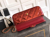 CHANEL 26S TOP HANDLE BAG 29 IN METALLIC RED QUILTED PATENT LEATHER
