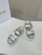 DIOR BACK-STRAP SANDALS 25S IN SILVER CALFSKIN