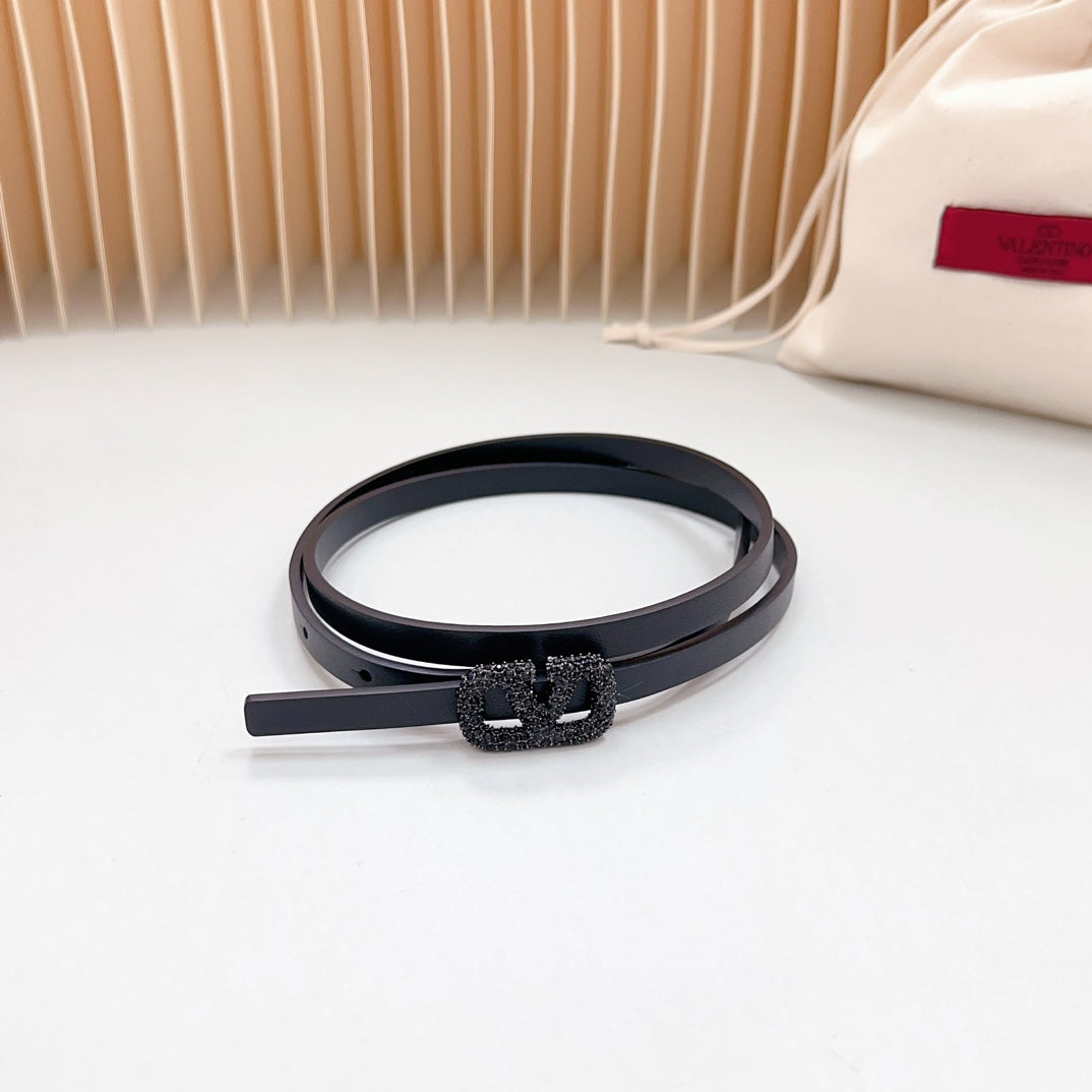 VL Belt 8mm Buckle Black Diamond Leather Black