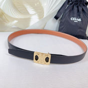 CL MEDIUM 25 MM REVERSIBLE FRAMED TRIOMPHE BELT BLACK AND BRONZE BROWN CALFSKIN LIGHT GOLD HARDWARE