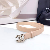 CC 30MM BELT IN ALMOND BEIGE CALFSKIN METAL HARDWARE