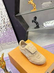 LV 26S FOOTPRINT SOCCER SNEAKERS IN BEIGE SUEDE