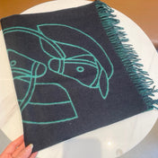CASAQUE ENTRELACS EQUESTRES 190 CM SCARF IN PERSLAN GREEN CASHMERE