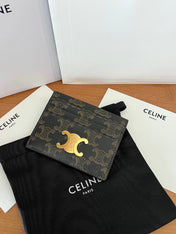 CELINE 25S CARD HOLDER WITH TRIOMPHE LOGO PRINT 11 IN BROWN TRIOPMHE CALFSKIN