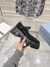 PRADA 26S MARY JANE SHOES 45MM IN BLACK PATENT CALFSKIN