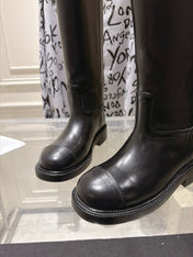 CHANEL 26S KNEE HIGH BOOTS 30 MM IN BLACK CALFSKIN