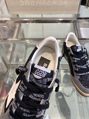 BALL STAR SNEAKERS WITH WHITE STAR IN BLACK GLITTER AND GRAY SUEDE
