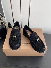 BURBERRY 26S LOAFERS IN BLACK SUEDE