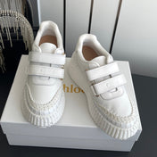 CHLOE 26S PLATFORM SNEAKERS IN WHITE CALFSKIN