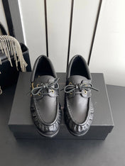 YSL 26S LACE UP LOAFERS IN BLACK CALFSKIN ROUND TOE