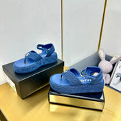 GROSGRAIN SANDAL IN COBALT BLUE FABRIC