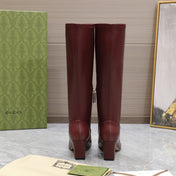 GG HORSEBIT KNEE HIGH BOOTS IN SANGRIA RED SHEEPSKIN