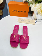 LV 26S MARE HIGH-HEELED MULE SANDALS IN PINK CALFSKIN