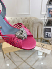 VALENTINO 26S  HEEL SANDALS 80 MM IN PINK SATIN