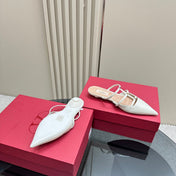 ROCKSTUD WISPY WHITE CALFSKIN MULE 20MM