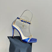 HIGH-HEELED SANDAL IN EGYPTIAN BLUE CALFSKIN