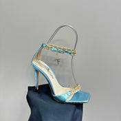 HIGH-HEELED SANDAL IN BABY BLUE CALFSKIN