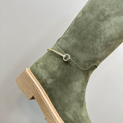 SLIM HORSEBIT KNEE BOOTS WITH WEB IN KHAKI GREEN SUEDE