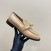 ASTAIRE LOAFER IN LIGHT BROWN CALFSKIN WITH GOLD HARDWARE