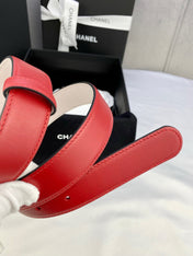 DOUBLE C BELT 30MM IN RED CALFSKIN METAL BUCKLE
