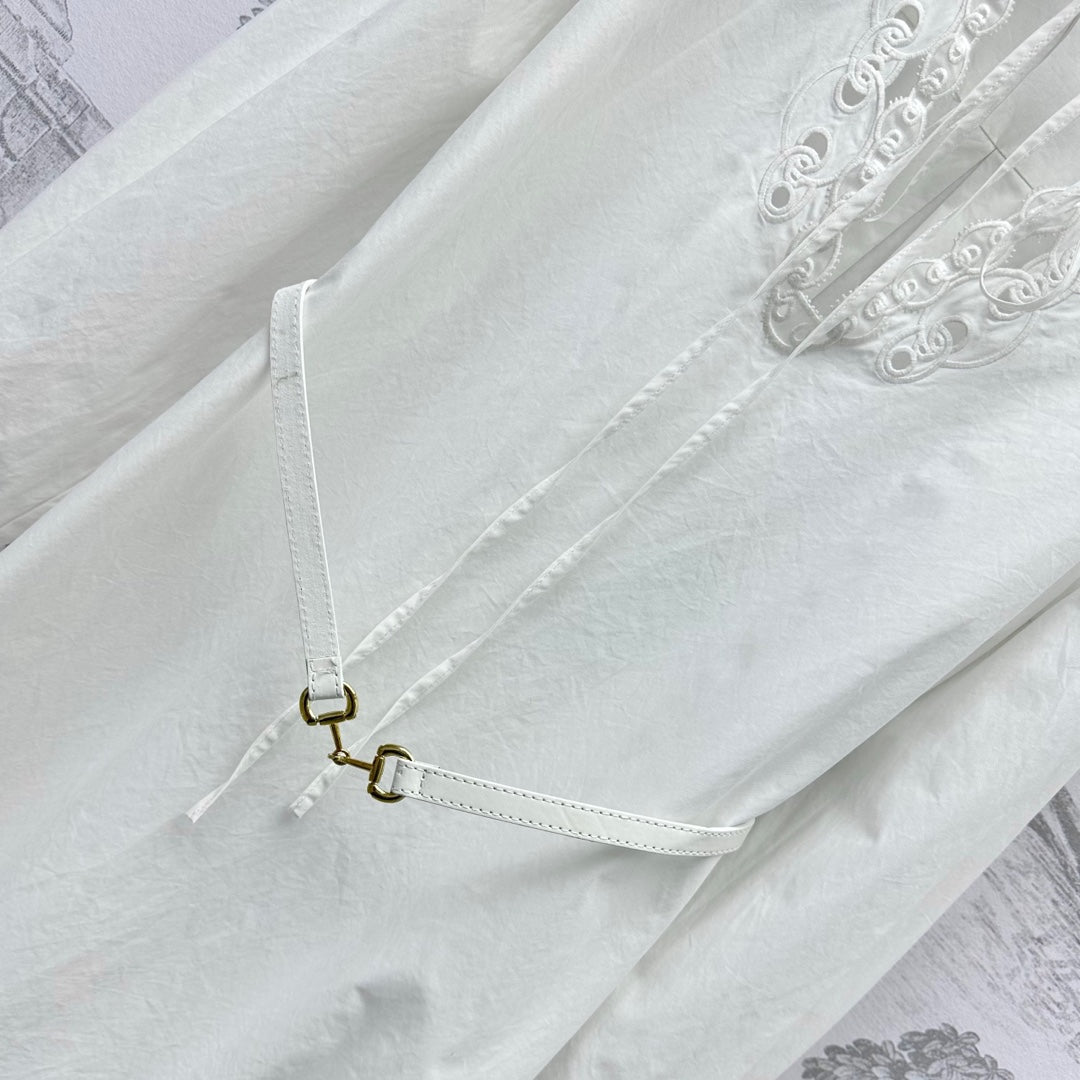 GUCCI 25S EMBROIDERED SHIRT DRESS WITH BELT 264644