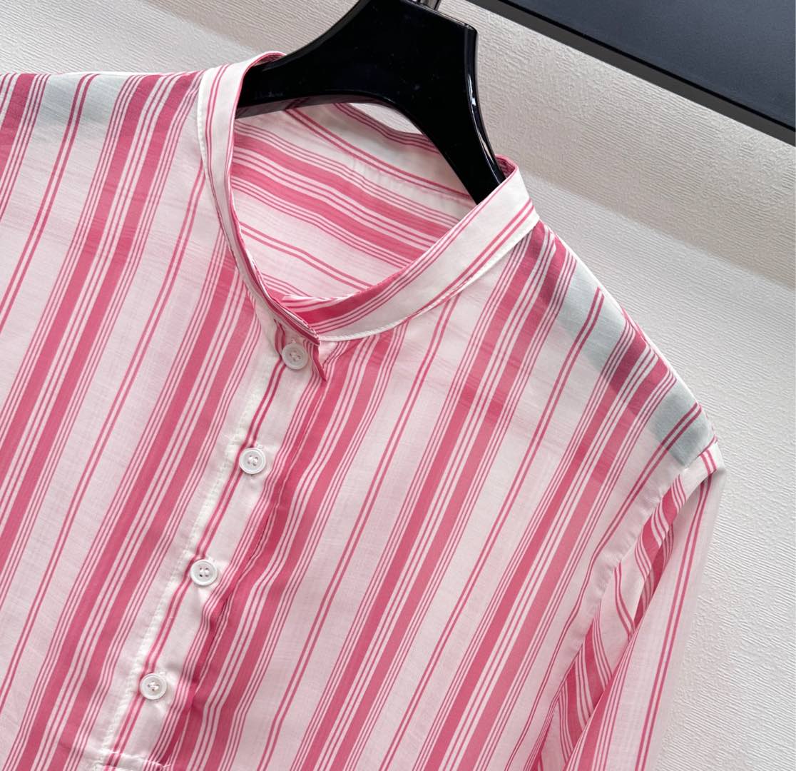 DIOR 25S STAND COLLAR STRIPED SHIRT 264617