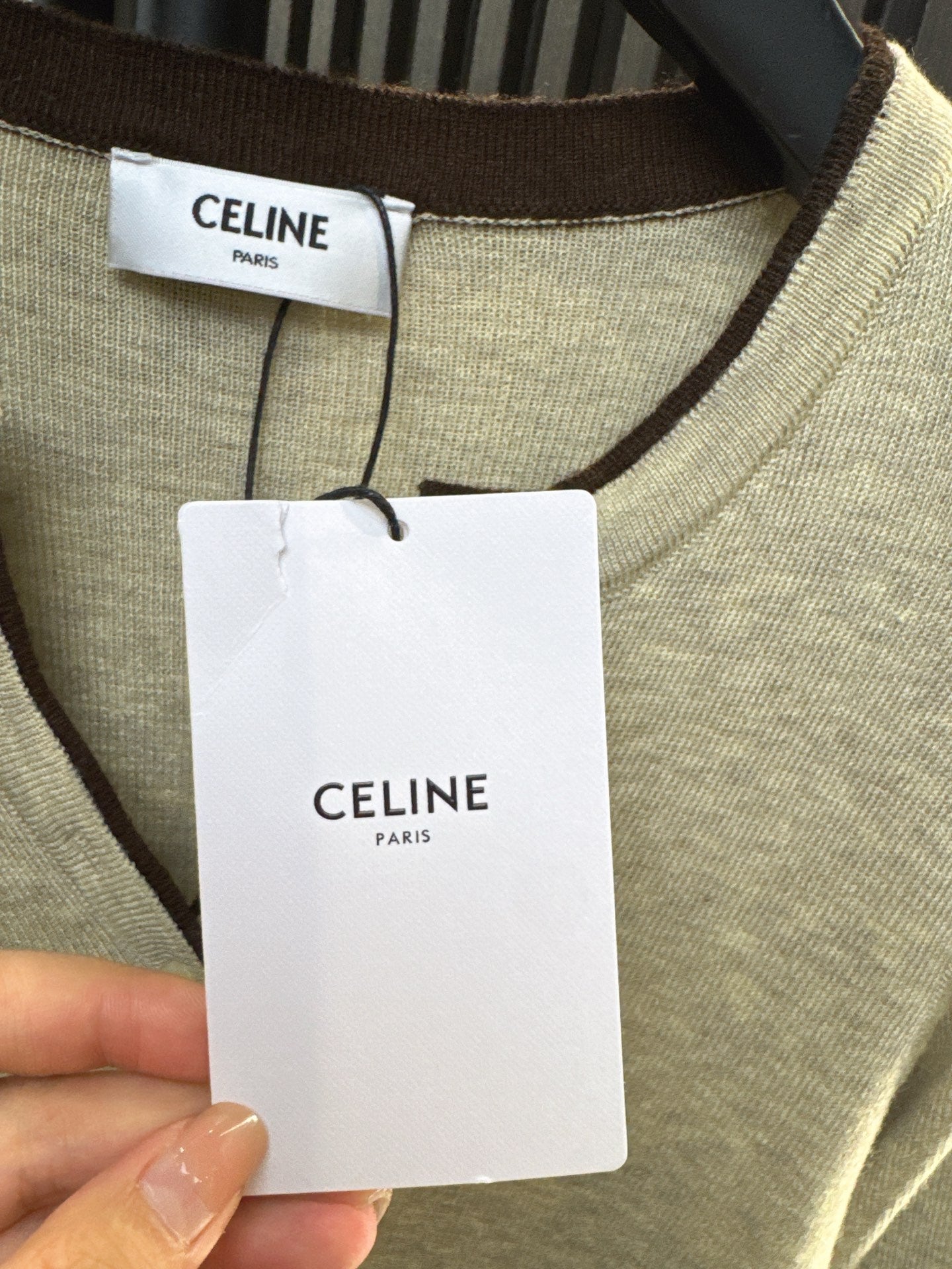 CELINE 26S TRIM HENLEY KNIT TOP 735