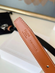 CELINE 26S BELT 25 MM IN BLACK AND BROWN CALFSKIN 636393