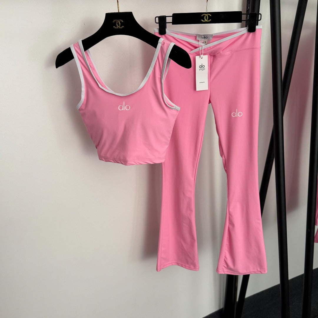 ALO 26S CROP TANK TOP & FLARED PANTS SET 223