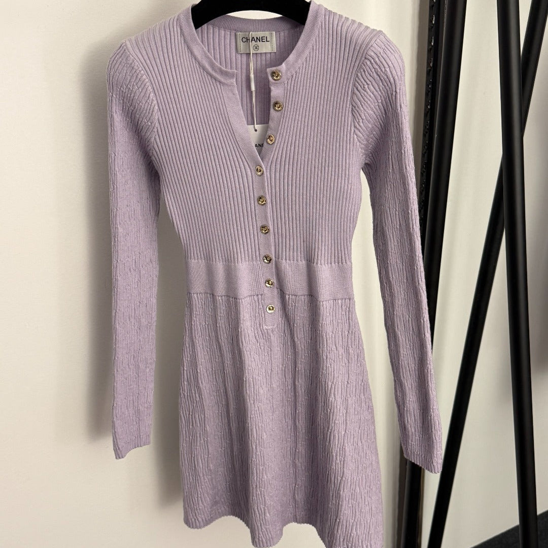 CHANEL 25S LONG-SLEEVE KNIT DRESS 334
