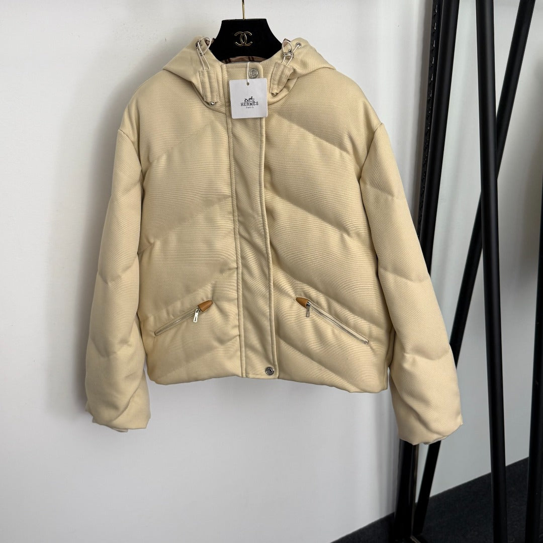 HERMES 25S HOODED LONG-SLEEVE PUFFER JACKET 428