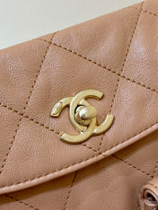 CHANEL 25S HOBO RETRO BAG 24 IN WARM TAUPE CALFSKIN